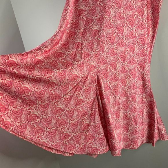 J. Crew Womens Flare Slip Skirt Mermaid Satin Swirl Pink Midi Pull On 2X - Picture 2 of 10